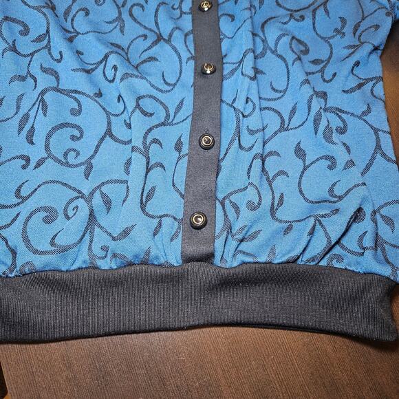 VTG Alfred Dunner Cardigan Women Petite Small Blue Scroll Print Button Front USA - Picture 8 of 8
